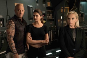 (L-R) Vin Diesel as Xander Cage, Deepika Padukone as Serena Unger, and Toni Collette as Jane Marke in xXx: RETURN OF XANDER CAGE by Paramount Pictures and Revolution Studios