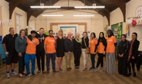 Harris Iqbal with Penny Appeal volunteers and Leader of Carlisle Council, Colin Glover at a ‘Meet and Eat’ session in June 2016