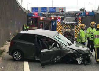 Car crashes into ambulance on A38 after driver falls asleep at the wheel