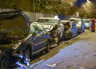 Carnage as ‘a drunk driver’ ploughs into four parked cars
