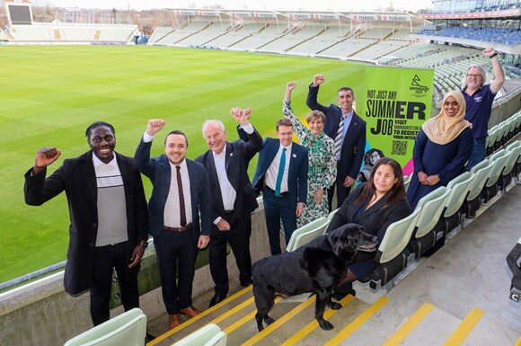 Birmingham 2022 launches recruitment drive for thousands of jobs Hero Image names (L-R): Soms Sibanda, Afsheen Panjalizadeh, John Crabtree, Andy Street, Nicola Turner, Andy Newman, Shah Begum, Justin Malpass, Nicola Swingler, Misty (dog).